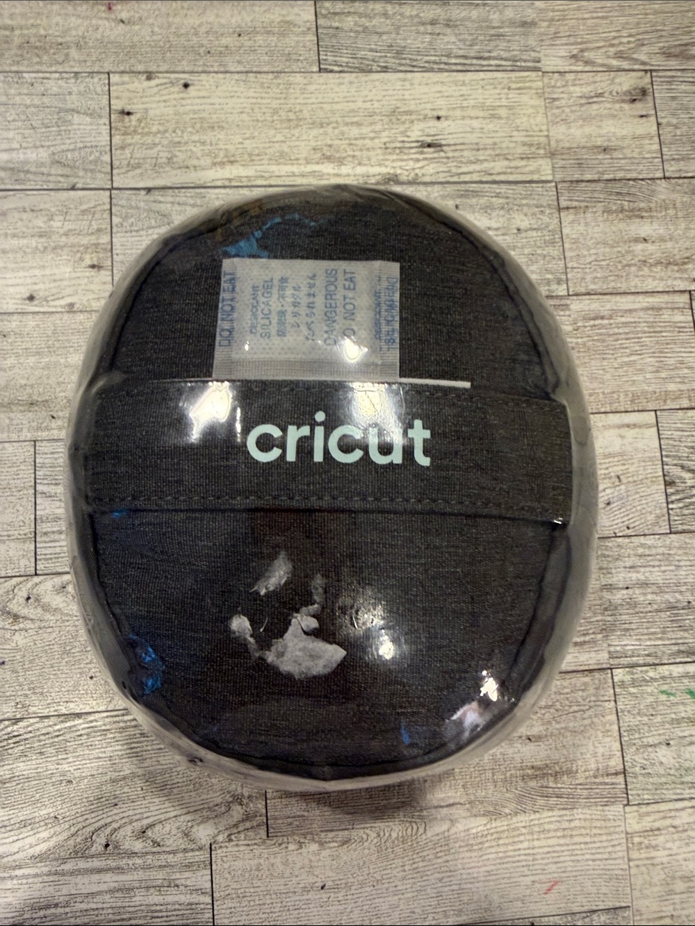 Cricut Gray Round Bolster Pillow Solid Fabric Embroidered Logo Modern